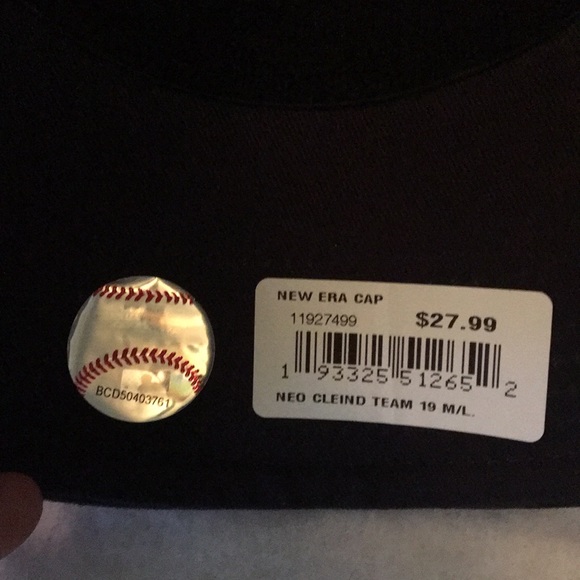 Cleveland Indians MLB New Era 39Thirty Flex Black Hat/Cap Mens Meduim/Large New - Picture 6 of 8